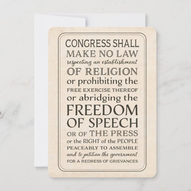 Press Freedom -  First Amendment Text Invitation (Front)