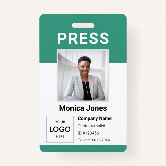 Press Logo Photo Professional Badge ID Badge (Front)