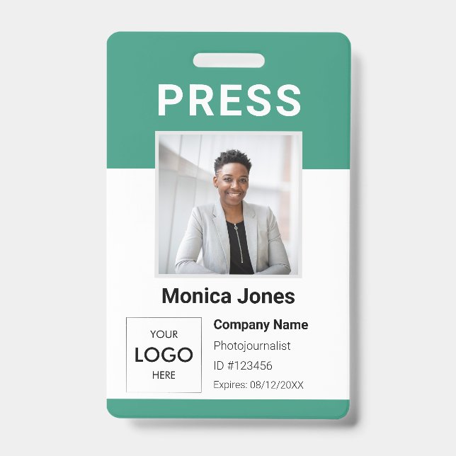 Press Logo Photo QR Code Professional Badge ID Badge (Front)