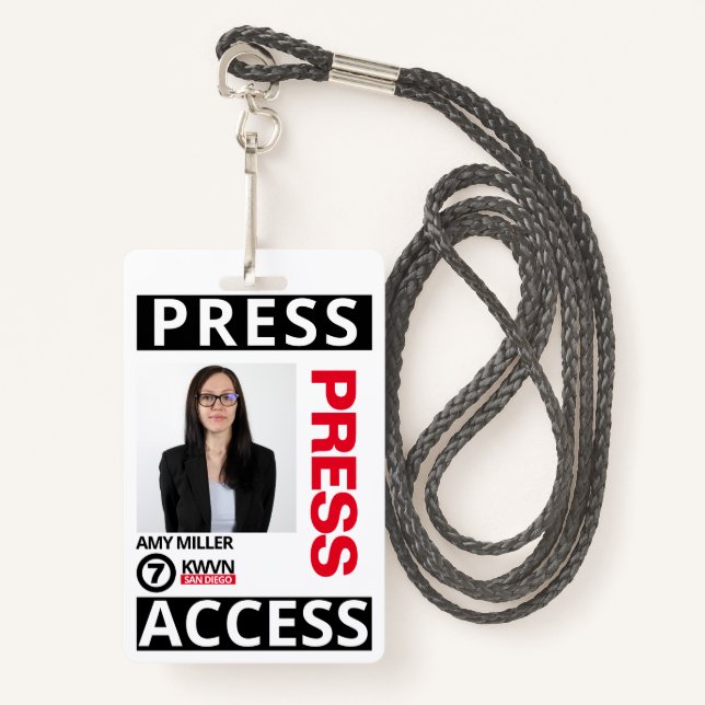 Press Pass Employee ID Badge (Front with Lanyard)