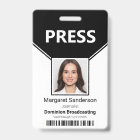 Press Pass Photo and Bar Code ID Badge