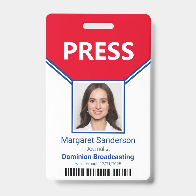 Press Photo Bar Code ID Badge (Front)