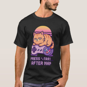 Press Start After Nap Funny Retro Gaming Tee for C