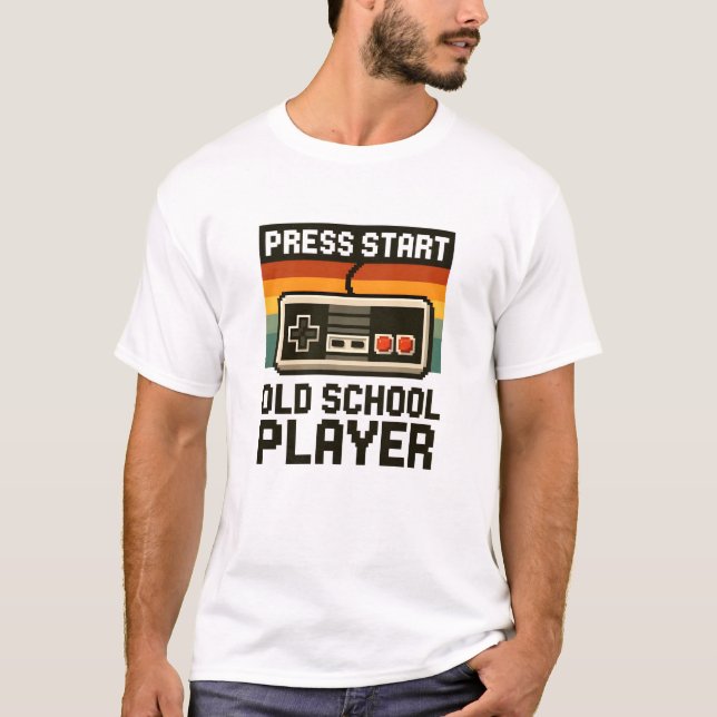 Press Start Old School Player T-Shirt (Front)