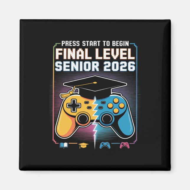 Press Start To Begin Final Level Senior 2026 Gamer Magnet (Front)