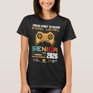 Press Start To Begin Final Level Senior 2026 Gamer T-Shirt