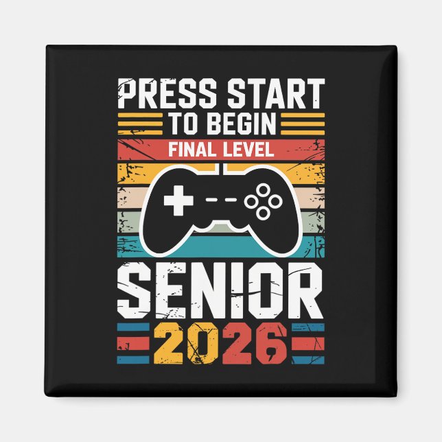 Press Start To Begin Final Level Senior Gamer Vint Magnet (Front)