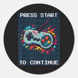 Press Start To Continue Retro Gamer Birthday Tee Classic Round Sticker