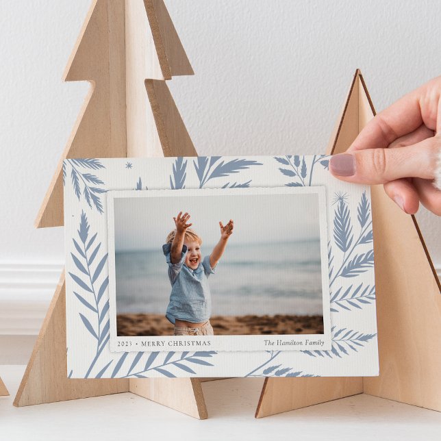 Pressed Botanical Horizontal Photo Holiday Card (Creator Uploaded)