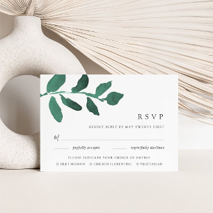 Pressed Botanical Meal Choice RSVP Card   Emerald