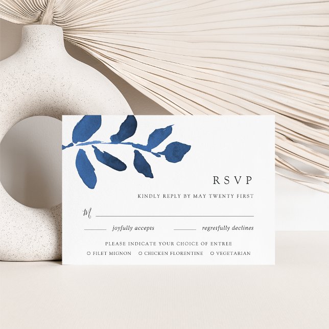 Pressed Botanical Meal Choice RSVP Card | Indigo (Creator Uploaded)