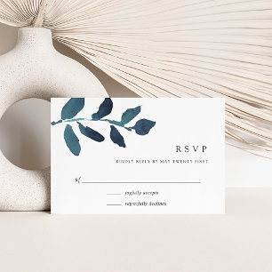 Pressed Botanical RSVP Card Ultramarine