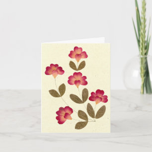 Pressed Bright Pink Tube Flowers Card