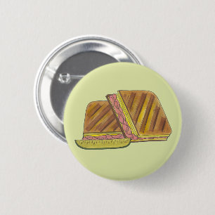 Pressed Cuban Sandwich Ham Cheese Salami PIckle 6 Cm Round Badge