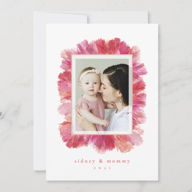 Pressed Floral Frame Flat Mother's Day Card (Front)
