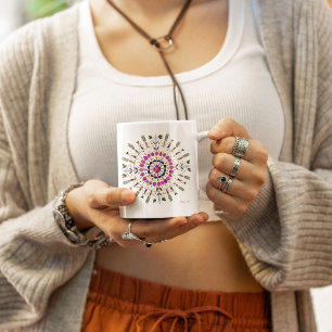 Pressed Flower Art by S. Frigui From the Original Large Coffee Mug