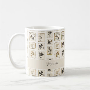 Pressed Flower Collage Name Botanical Farmhouse Coffee Mug