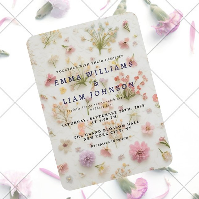 Pressed Flower Elegant Wedding Invitation  (Creator Uploaded)