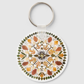 Pressed Flower Mandala l Autumn Botanical Floral Key Ring
