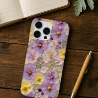 Pressed Flower Pattern Pastel Wildflower Design 