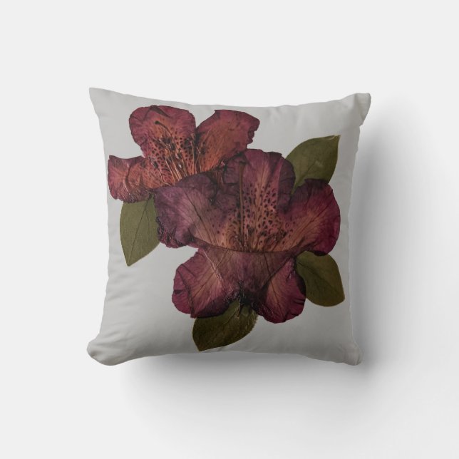 Pressed Flower Rhododendron  Cushion (Front)