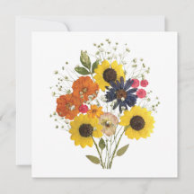 Pressed Flower Sunflower Bouquet greeting card