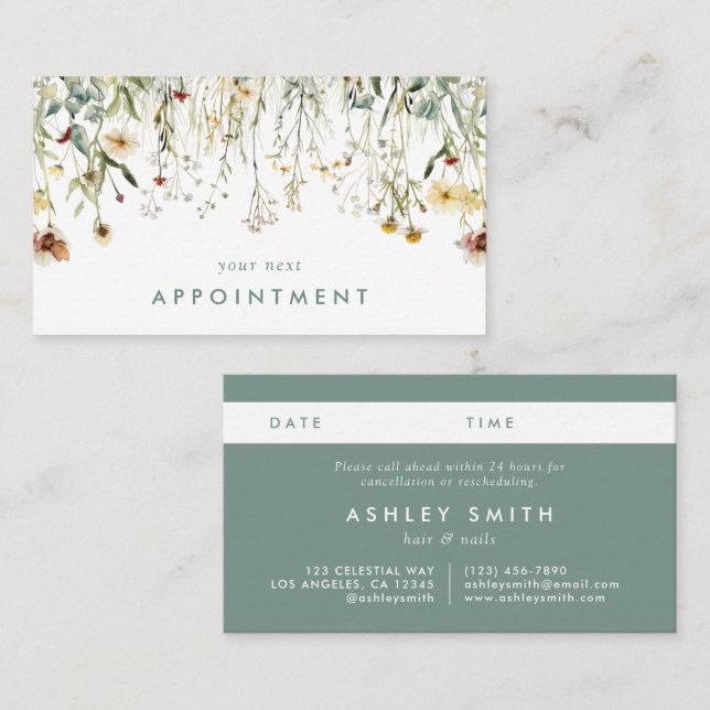 Pressed Flowers Appointment Card (Front/Back)