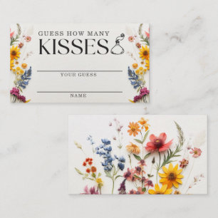 Pressed Flowers Bridal Shower How Many Kisses Card