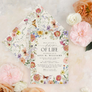 Pressed Flowers Celebration of Life Invitation