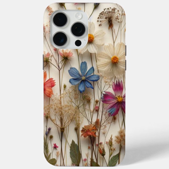 Pressed Flowers Design Clear Floral Phone Case Cov (Back)