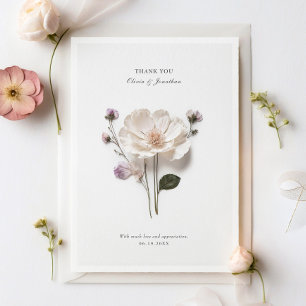 Pressed Flowers Elegant Wedding Thank You Card