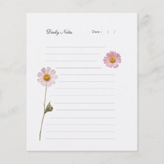 Pressed Flowers Lined Stationery Daily Note Paper