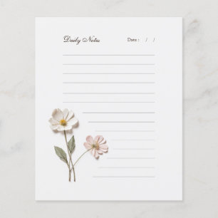 Pressed Flowers Lined Stationery Note Paper