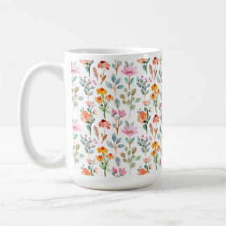 Pressed Flowers Mug, Boho Wildflowers Cottagecore Coffee Mug