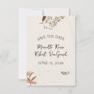 Pressed flowers Natural and Simple Wedding Save The Date