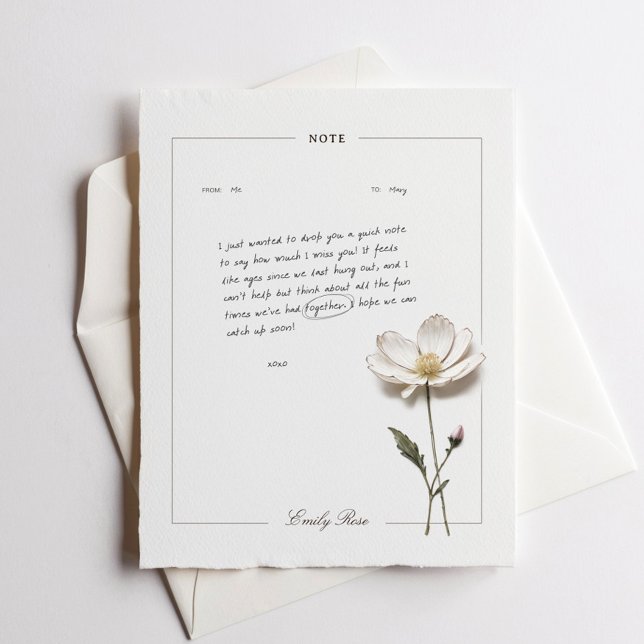 Pressed Flowers Personalised Stylish Note Card (Creator Uploaded)
