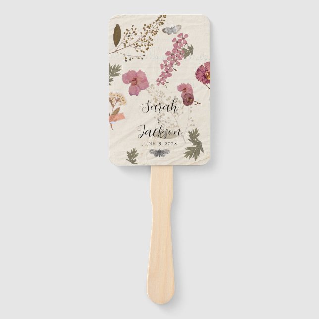 Pressed Flowers Shabby Garden Chic Hand Fan (Front)