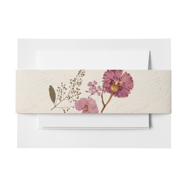 Pressed Flowers Shabby Garden Chic Program Invitation Belly Band (Front Example)