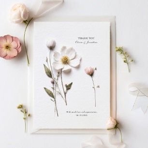 Pressed Flowers Wedding Thank You Card