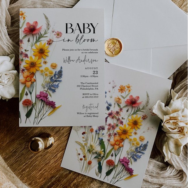 Pressed Flowers Wildflower Boho Baby Shower Invitation (Creator Uploaded)