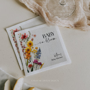Pressed Flowers Wildflower Boho Baby Shower Napkin