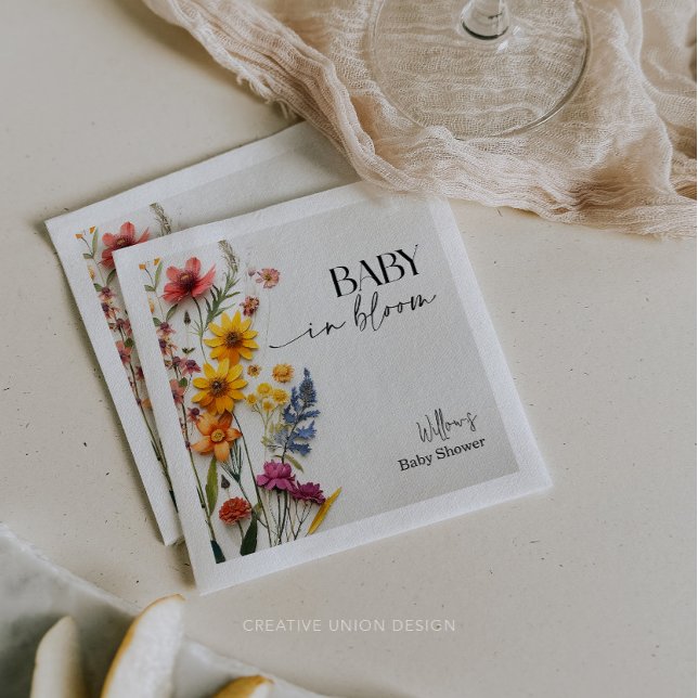 Pressed Flowers Wildflower Boho Baby Shower Napkin (Creator Uploaded)