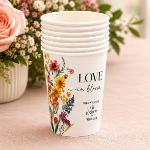 Pressed Flowers Wildflower Boho Bridal Shower Paper Cups