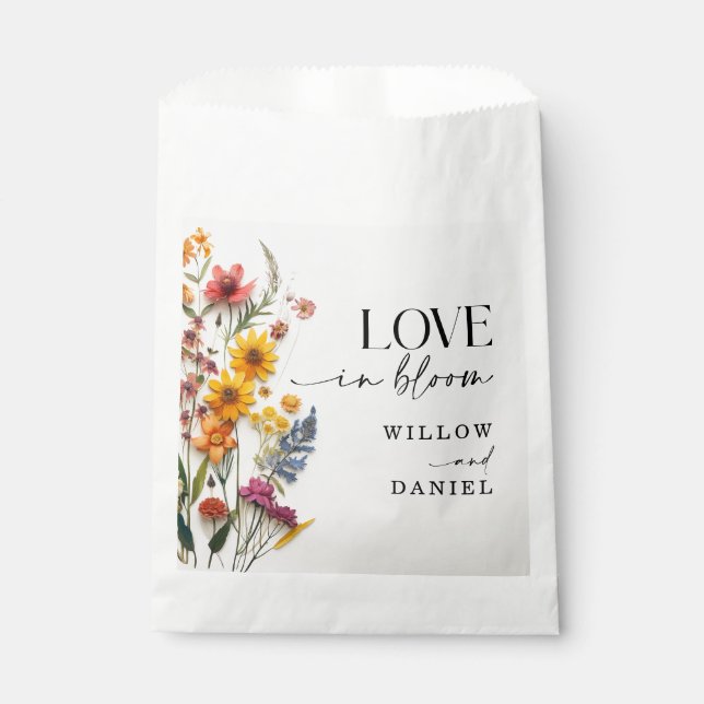 Pressed Flowers Wildflower Boho Wedding Favour Bag (Front)