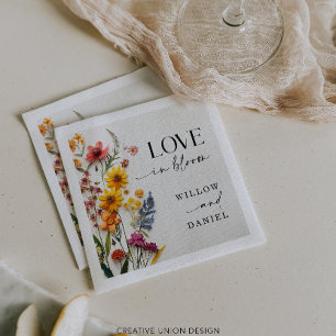 Pressed Flowers Wildflower Boho Wedding Napkin