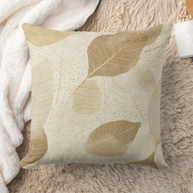 Pressed Leaf Harmony – Vintage Botanical (5) Cushion (Blanket)