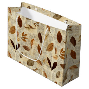 Pressed Leaf Harmony – Vintage Botanical (6) Large Gift Bag
