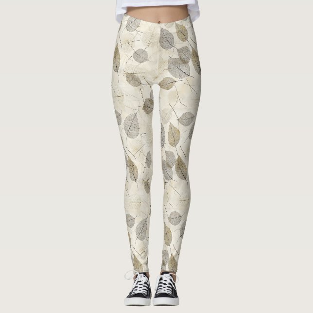 Pressed Leaf Harmony – Vintage Botanical (7) Leggings (Front)
