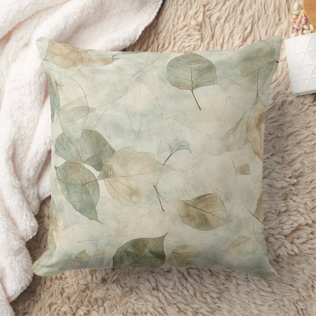 Pressed Leaf Harmony – Vintage Botanical (8) Cushion (Blanket)