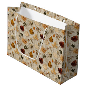 Pressed Leaves & Script Large Gift Bag